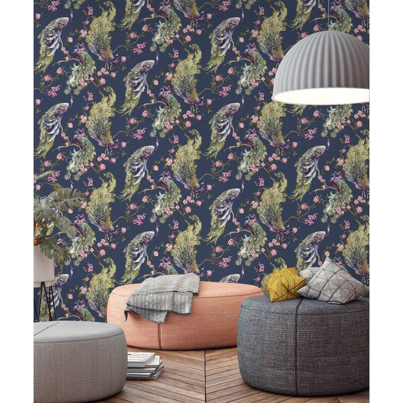 Menali Peacock Textured Vinyl Wallpaper – 396in x 20.8in