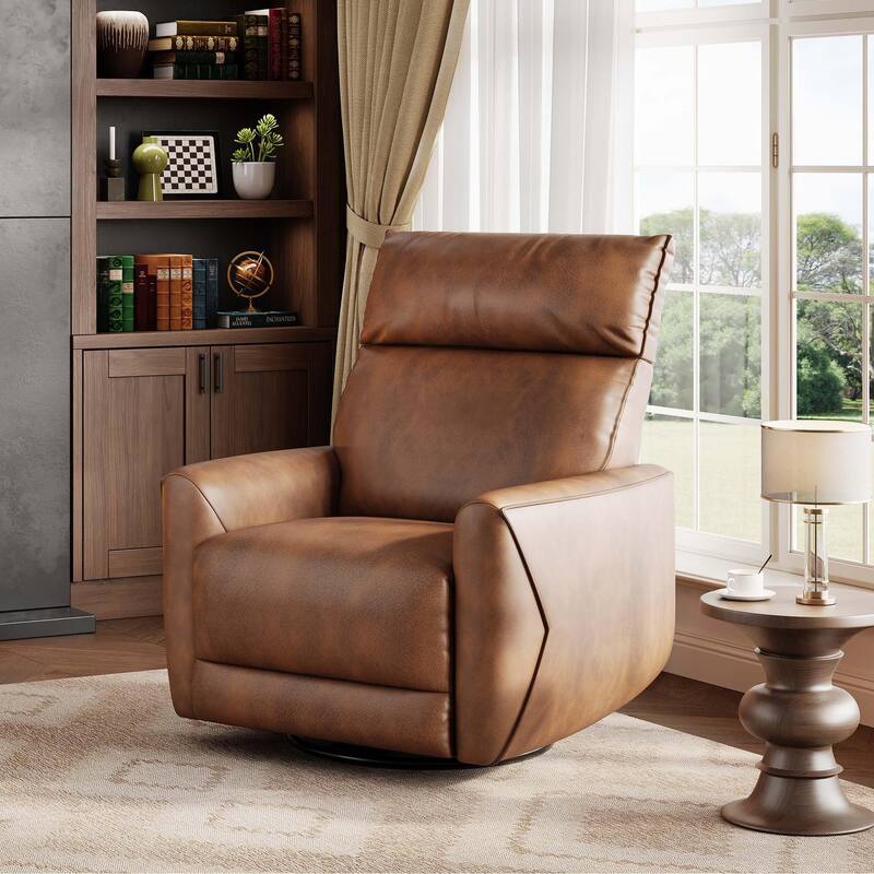 Power Recliner Chair, Swivel Rocker Chair for Adults, Upholstered Fabric Glider Recliner Nursery Chair with USB Ports