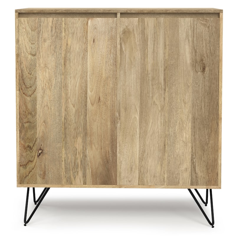 WYNDENHALL Moreno SOLID MANGO WOOD & Metal 39 inchWide Modern Medium Storage Cabinet in Natural - 17"d x 39"w x 42"h