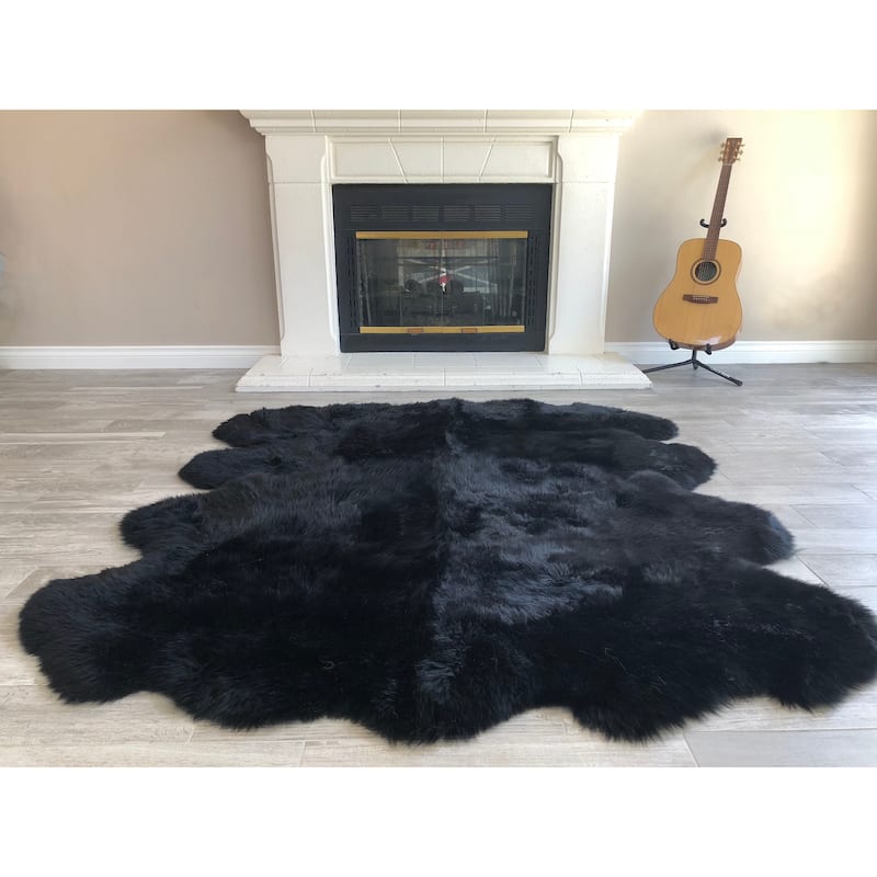 Dynasty Natural 8-Pelt Luxury Long Wool Sheepskin Shag Rug - 5'5 x 6'8"