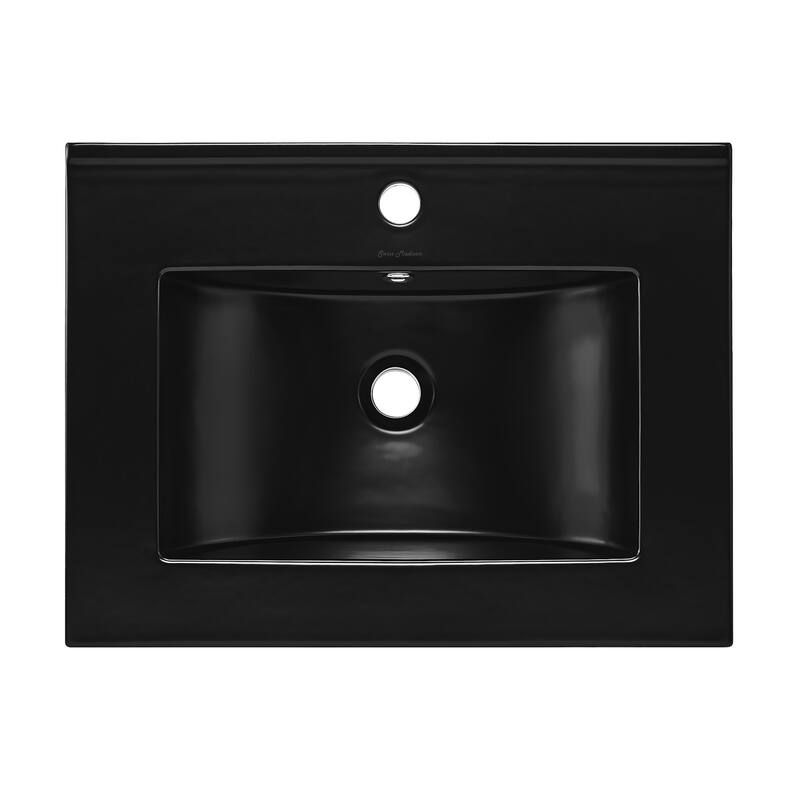 Swiss Madison SM-VT0003 24" Ceramic Vanity Top - Glossy Black - Anthracite Finish