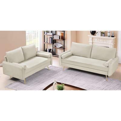 Villeda Velvet Mid-century modern 2PCS living room set