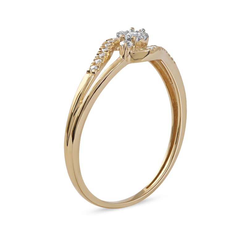 1/8ct TDW Bypass Cluster Diamond Ring in 10K Yellow Gold for Women