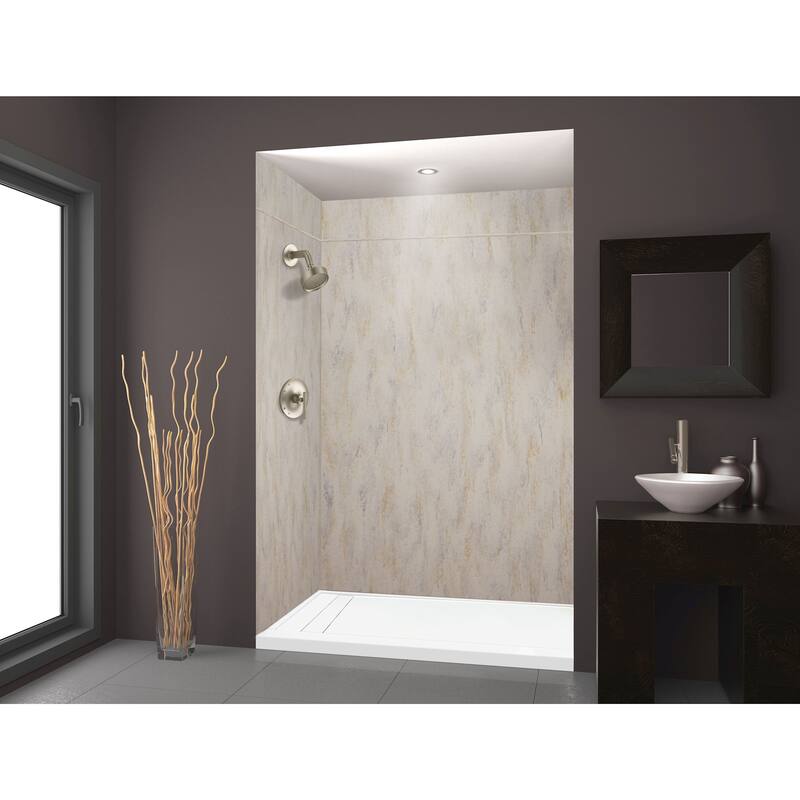 Transolid LWKX60368412 Lusso 96" H x 60" W x 36" D Three Wall Alcove - Creme Carmel