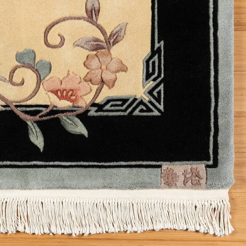 Gertmenian Oriental Estate Traditional Oriental Floral Border Metallion Hand Knot Wool Area Rug Collection