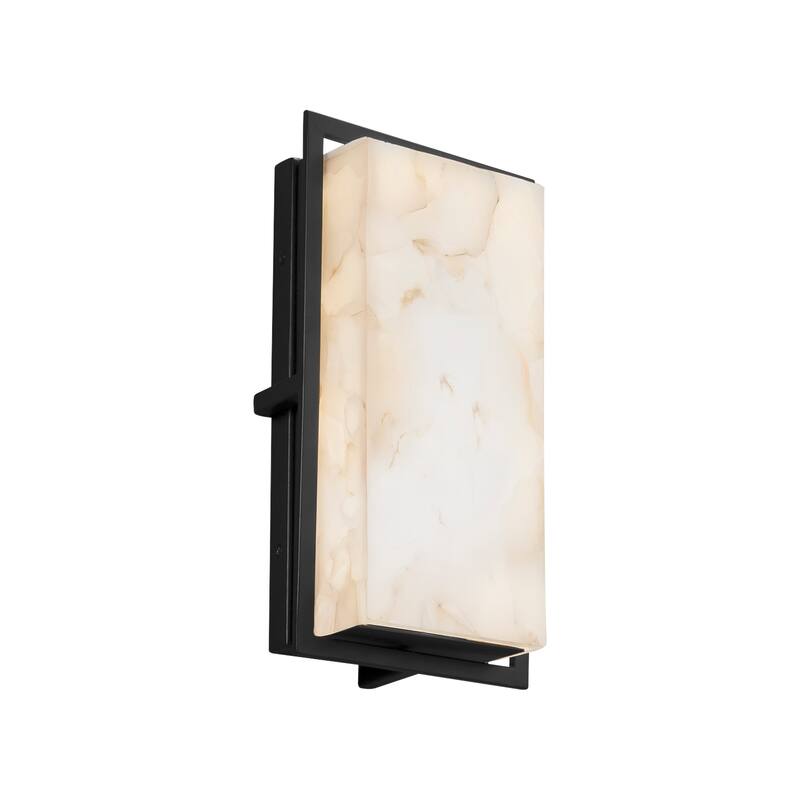 Justice Design Alabaster Rocks Avalon Matte Black ADA Small Outdoor Wall Sconce