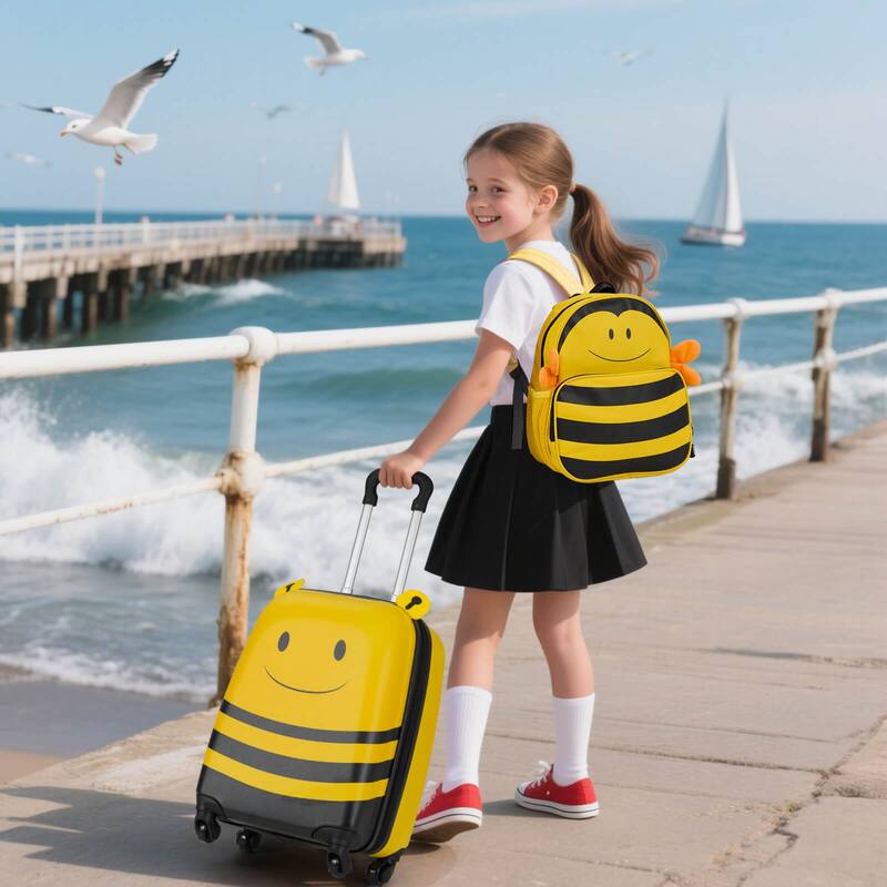 Costway 2-Piece Kid’s Luggage Set with Cute Bee Backpack & 18” Rolling - See Details