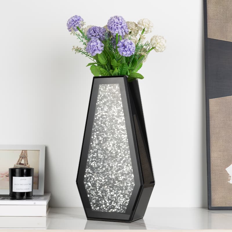 14In Modern Mirrored Flowers Vase,Crushed Diamond Glass Tall Vase