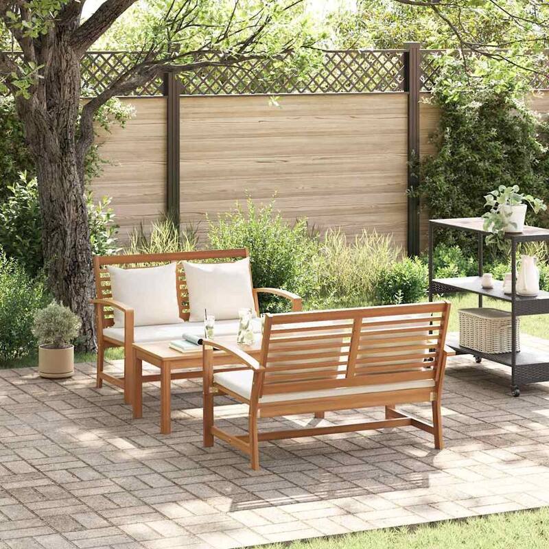 vidaXL Garden Sofa Set Natural Solid teak wood - 37 x 18 x 16
