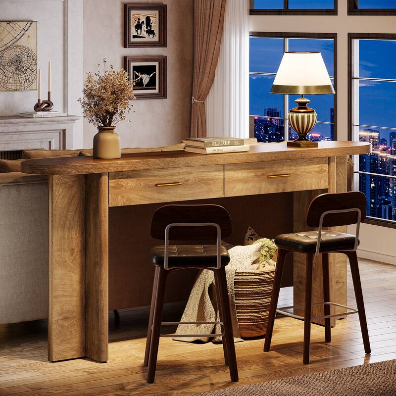 Console Table with Drawers, Entryway Storage Table, Living Room Hallway Entrance Accent Sofa Behind Table