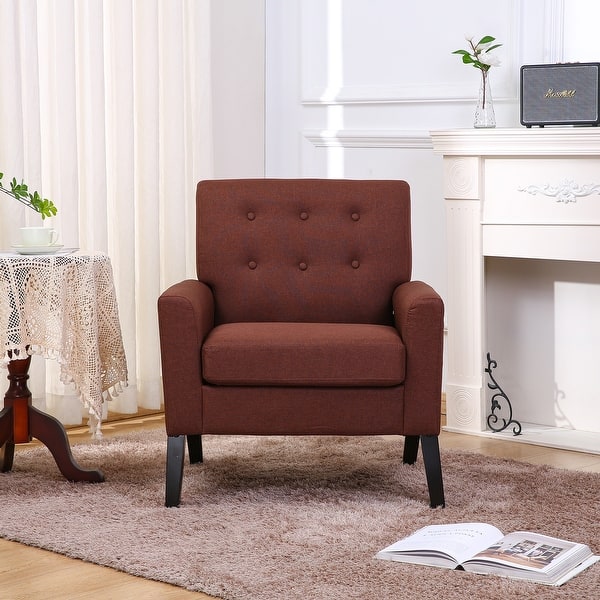 Fabric Single Person Sofa Chair with High-Density Soft Cushion and Comfortable Backrest (Brown) - Bed Bath & Beyond