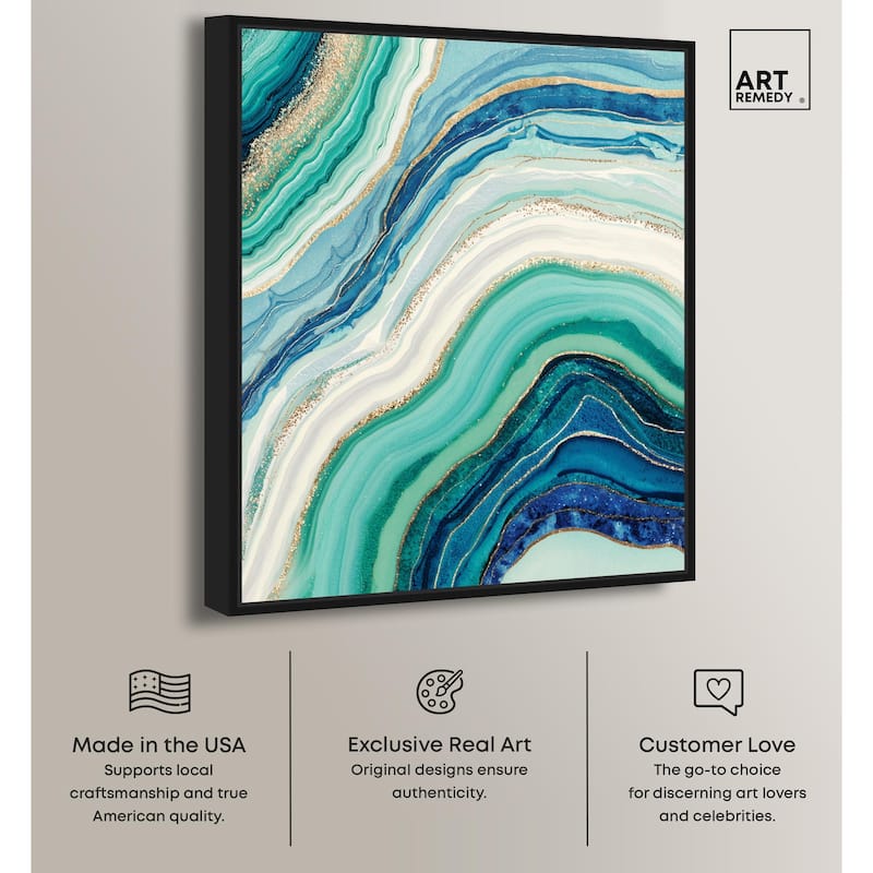 Blue Green Abstract Agate I Canvas by Art Remedy