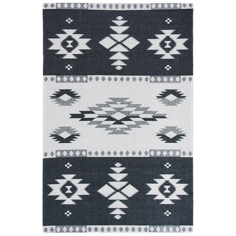 SAFAVIEH Augustine Anel Contemporary Cotton Rug - 5' x 7'7" - Black/Light Grey