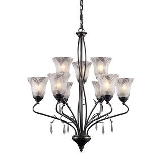 Nouveau 26-inch Wide 9-Light Chandelier in Black Chrome