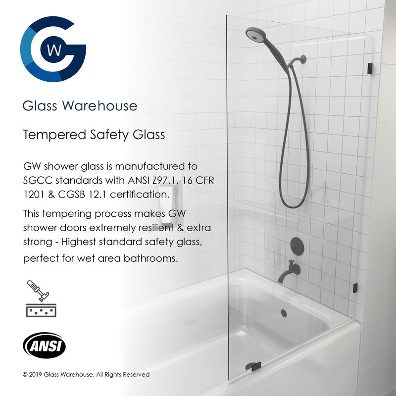 Glass Warehouse 58.25" x 34" French Monture Noir - Single Fixed Bath Panel