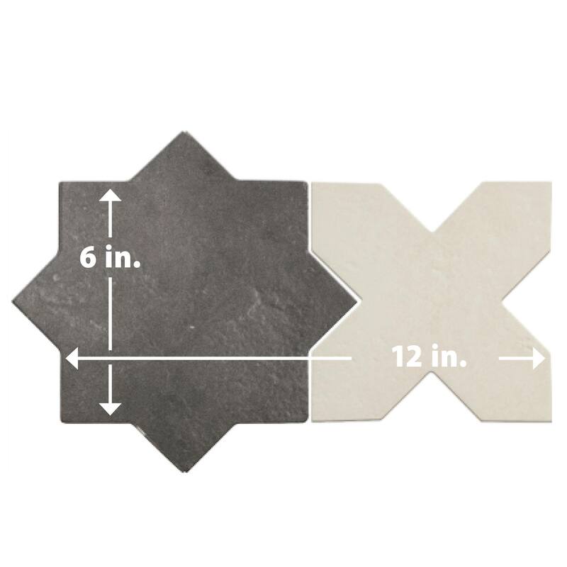 Merola Tile Istanbul Star Night with Day Cross 6" x 12" Porcelain Floor and Wall Tile - Case (32 Tiles)