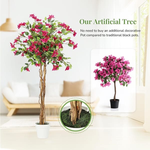 4FT/5FT/6FT Artificial Bougainvillea Tree,Tall Potted Fake Bougainvillea Trees,1Pack - 4FT_1pack