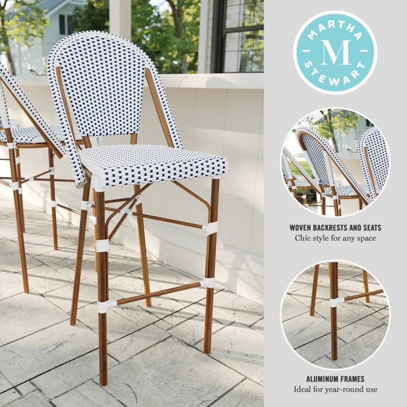 Martha Stewart All-Weather Stackable Patio Bistro Bar Stool - 18.5"W x 23.25"D x 45.75"H
