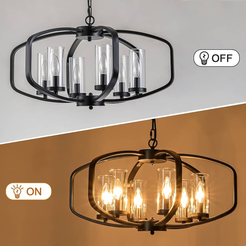 Starsky 6-Light 23in. Modern Farmhouse Unique Ceiling Lights Geometric Lantern Chandelier