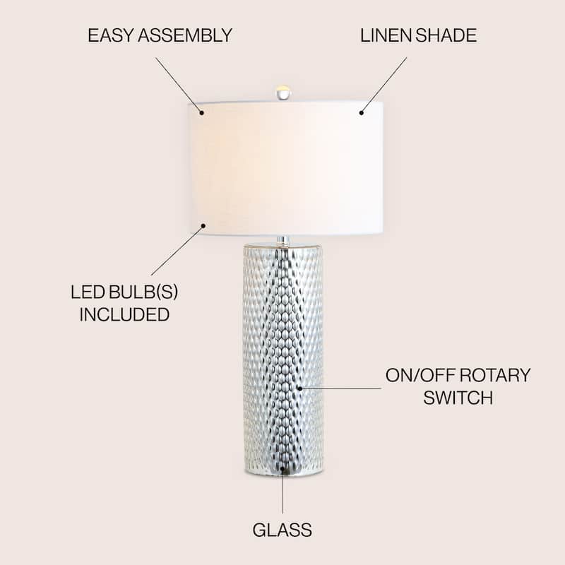 Hughes 30" Glass LED Table Lamp, Silver by JONATHAN Y