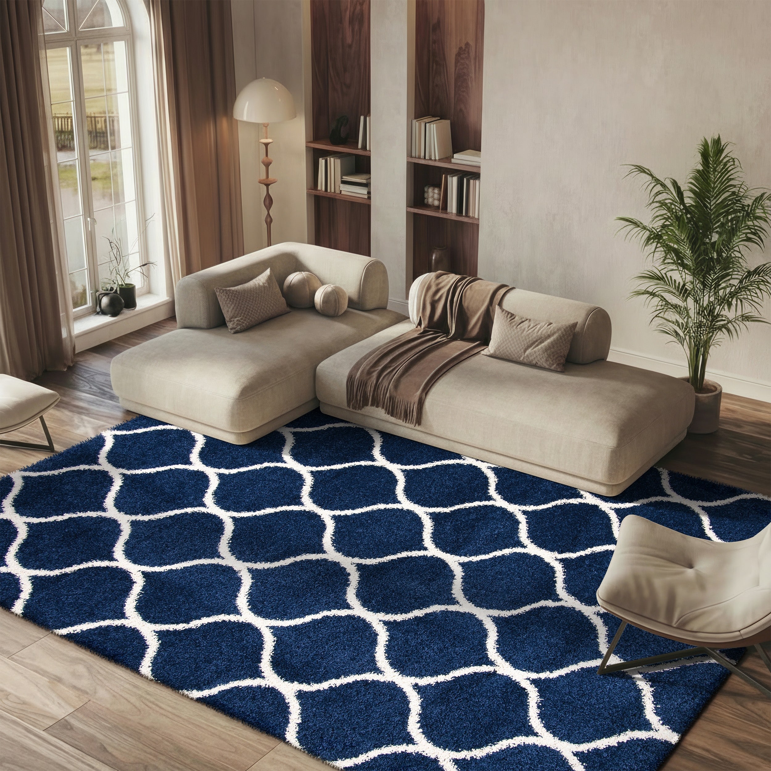 SAFAVIEH Hudson Shag Pushpa Trellis 2-inch Thick Area Rug - On