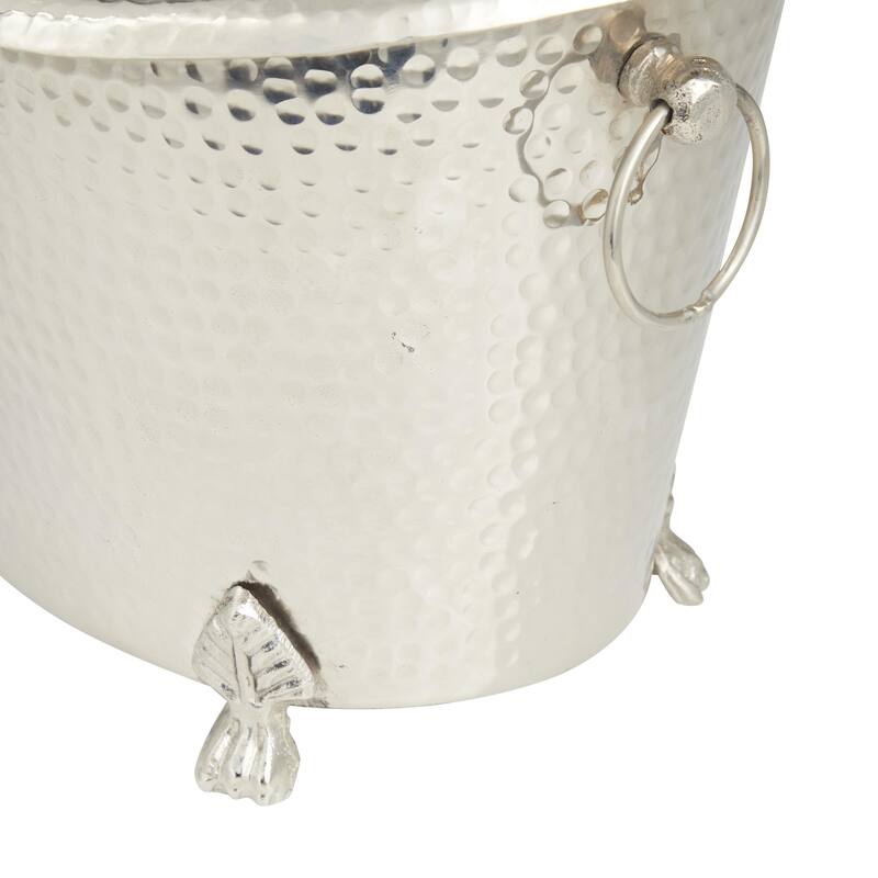 Aluminum Metal 4 or 6 Bottle Ice Bucket - Silver - Roche River Decor