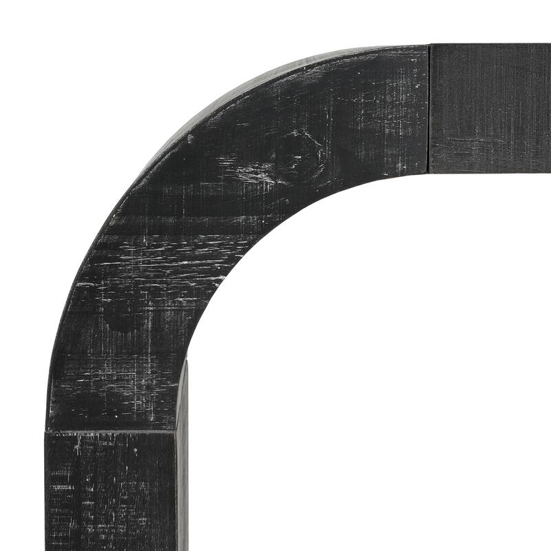 Roomfitters 52" Wood Console Table with Curved Edge, Natural Texture, Modern Entryway and Living Room Accent, Black
