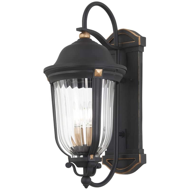 The Great Outdoors Peale Street 4 Light 28" Tall Outdoor Wall Sconce - Sand Coal / Vermeil Gold