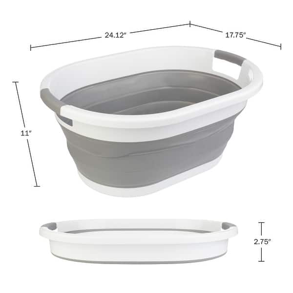 Collapsible Laundry Basket - 10.3-Gallon Portable Sink - Multipurpose Plastic Bin - Camping Essentials by Wakeman Outdoors
