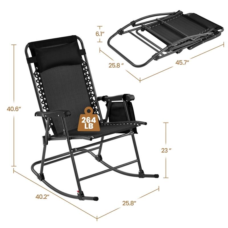 Yaheetech 26in Rocking Chair Foldable Outdoor Lounge Chair
