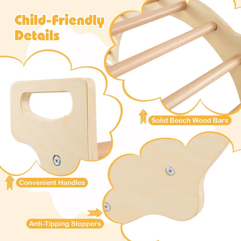 Gymax Kids Climbing Arch Sensory Table Montessori Wooden Climber Toy