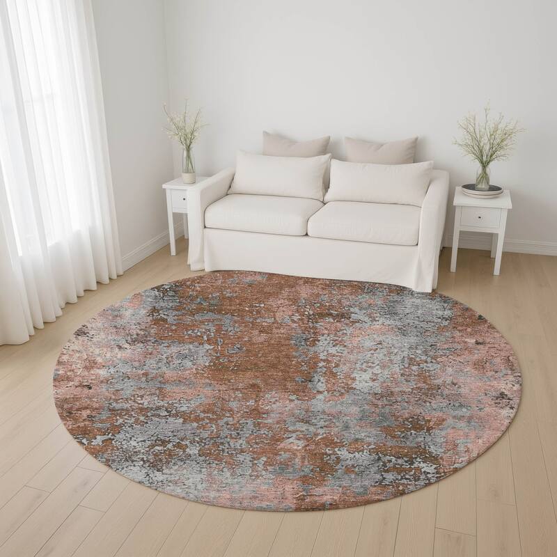 Premium Washable Super Soft Chic Abstract Mayfield Rug - Paprika - 8' x 8'