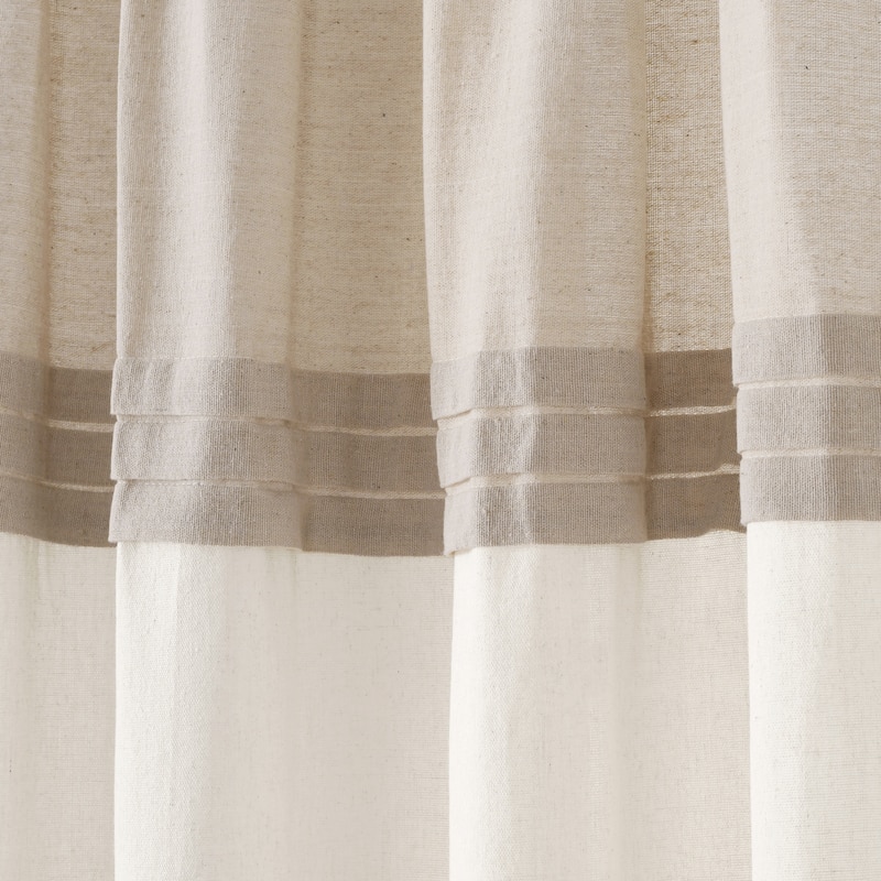 Lush Decor Farmhouse Faux Linen Colorblock Pleated Window Curtain Panel Pair - 84" x 40"