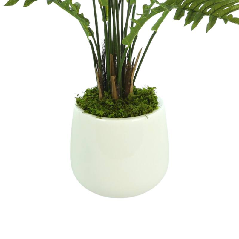 6 ft Fern Arrangement in a Round Fiberstone Pot - Green