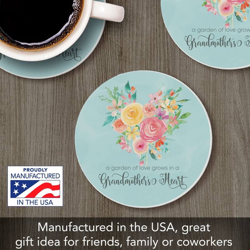 CounterArt Grandmother's Heart Absorbent Stone Tumbled Tile Coaster Set of 4 Made in The USA Protective Cork Backing