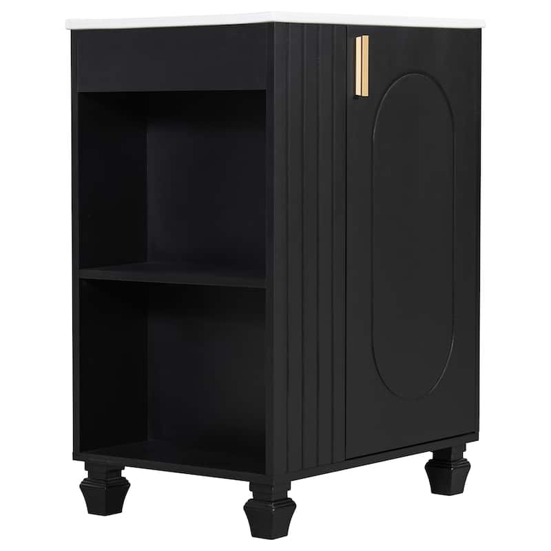 24" Bathroom Vanity with Sink, Bathroom Cabinet with Door Shelf, Side Open Storage, Solid Wood Frame,Soft Closing Door