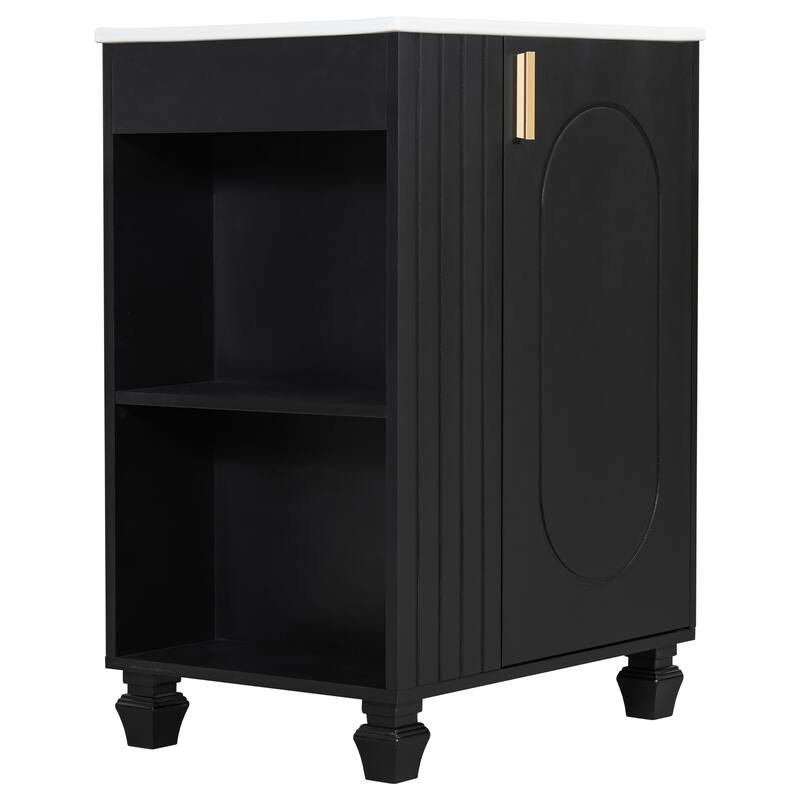 Roomfitters Bathroom Vanity with Sink, Cabinet with Door Shelf and Side Open Storage, Solid Wood Frame, Soft Closing Door