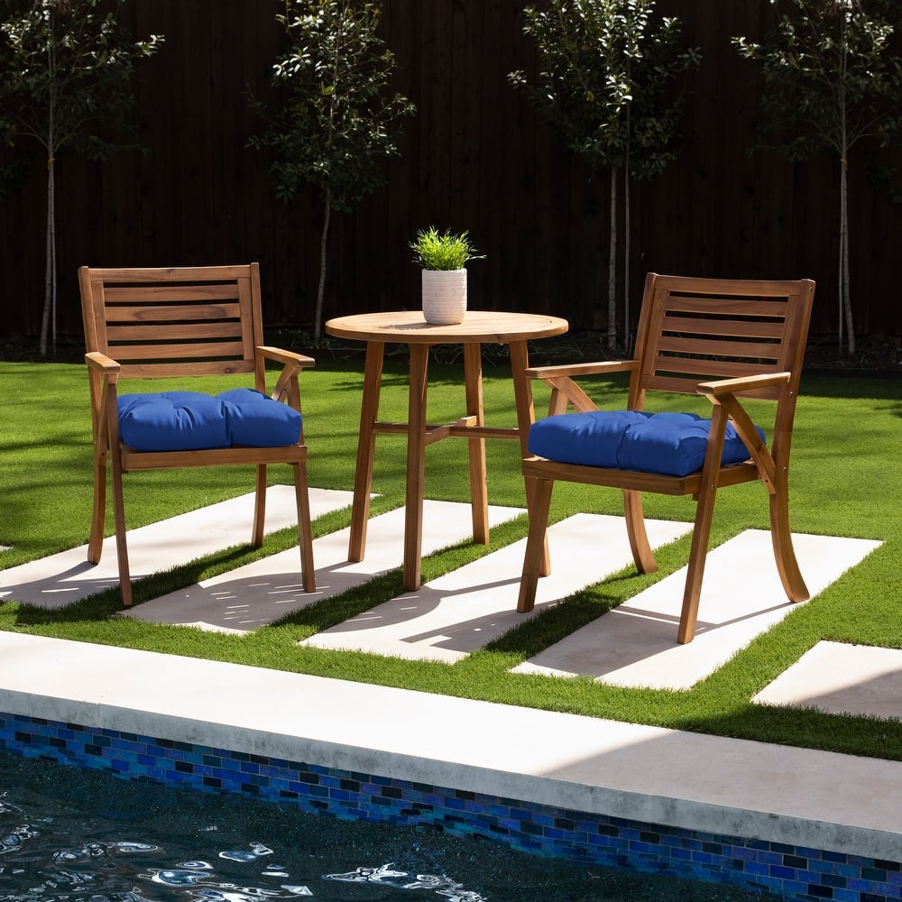 Sorra Home Sunbrella Tufted Chair Cushion Round U-Shaped Back 19 x 19 x 3" (Set of 2)