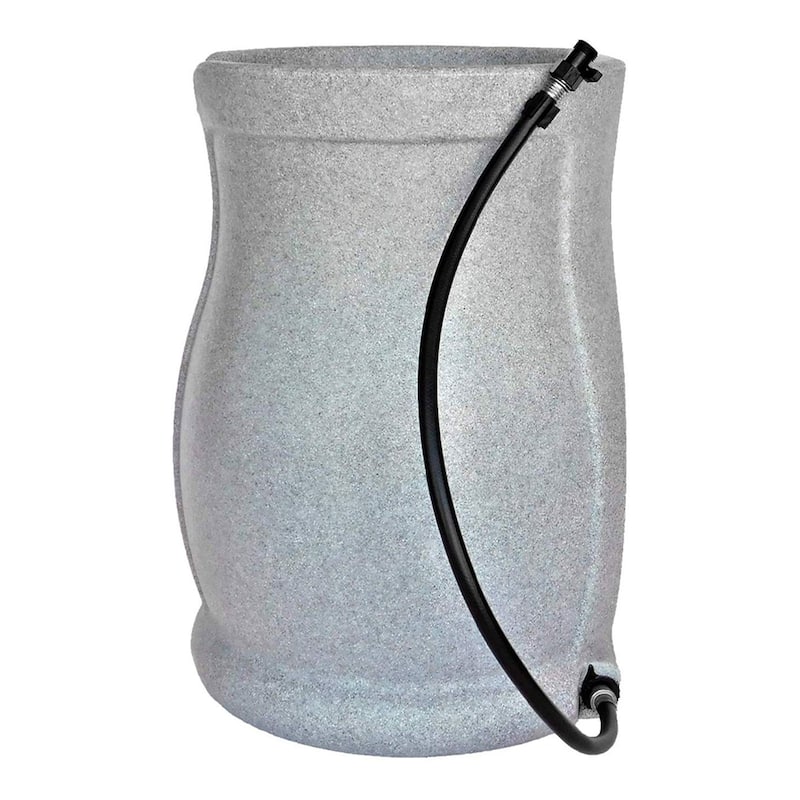 FCMP Outdoor Catalina 45 Gallon Water Outdoor Rain Catcher Barrel, Light Granite - 20