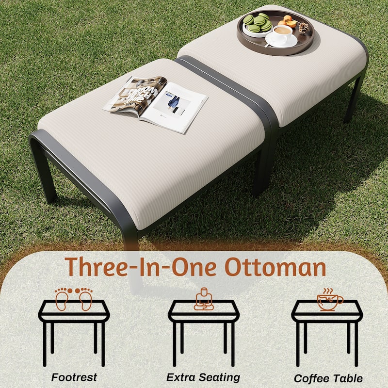 EROMMY Patio Set: 360° Swivel Rockers, Sofa, Ottomans & Table – Outdoor Conversation Set for Poolside, Garden & Deck