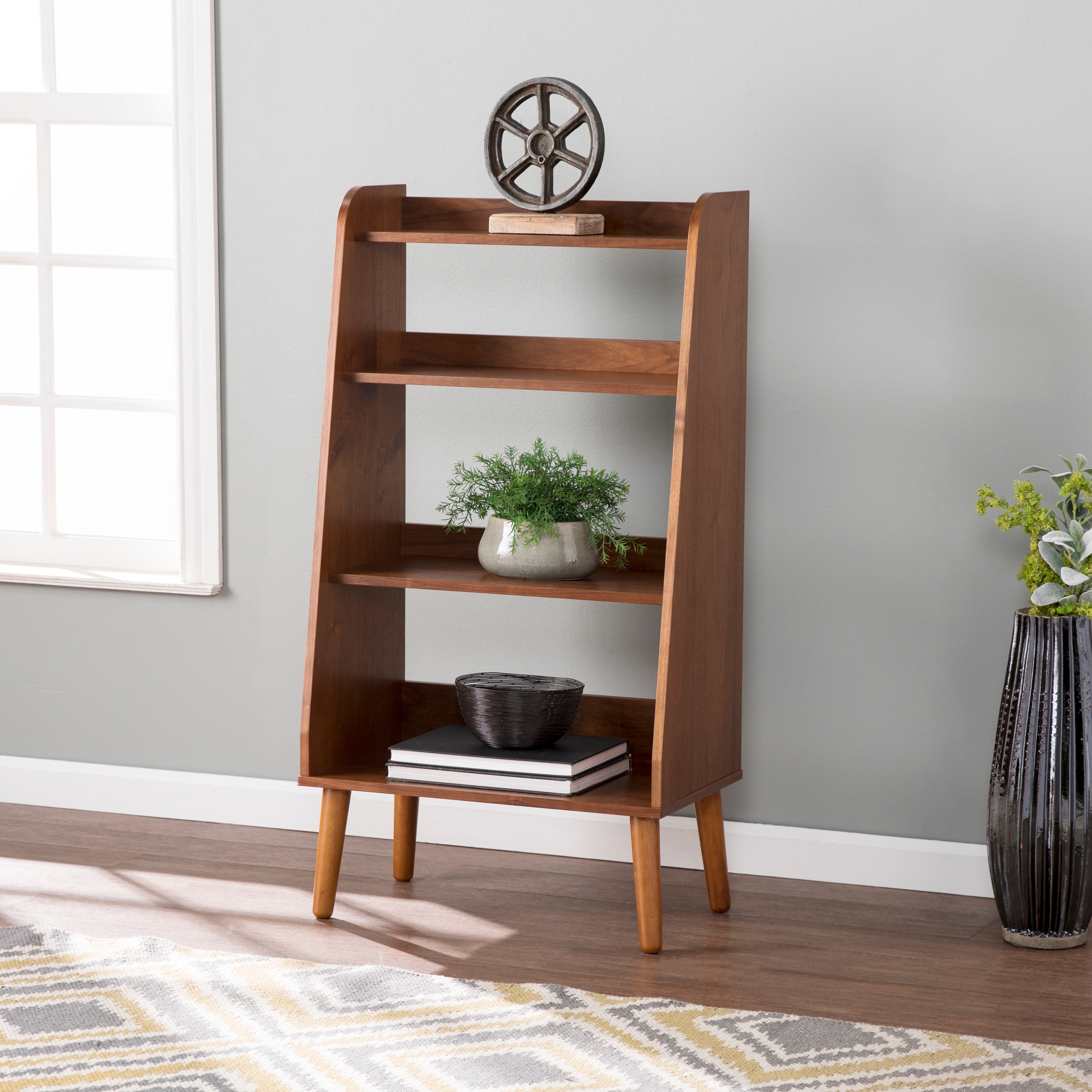 SEI Furniture Barrencroft Mid-century Modern Wood Leaning Ladder Bookcase
