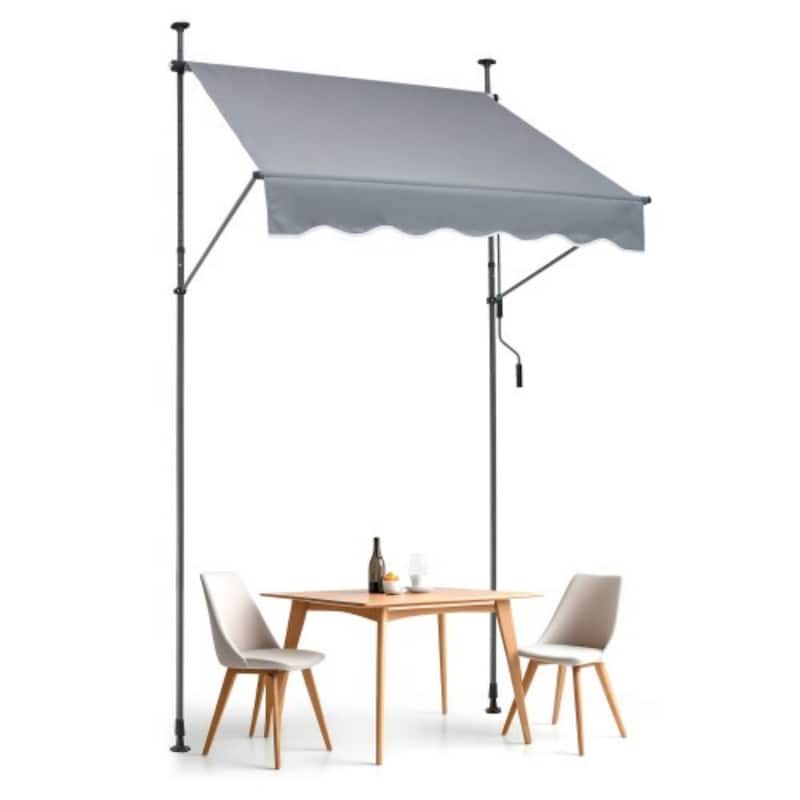 Outdoor Retractable Awning 59x47", Waterproof Sun Shade with Crank - 59 x 47 x 122 Inches - Grey