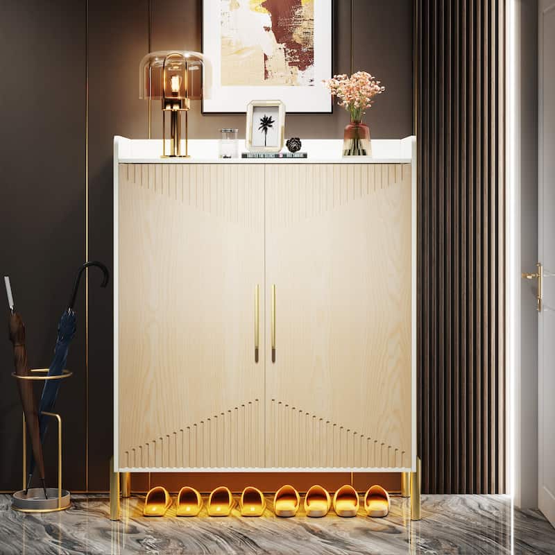 Large Shoe Cabinet, 30 Pairs Entryway Shoe Storage Cabinet with Doors, 6-Tier Shoes Rack
