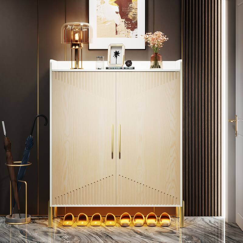 Large Shoe Cabinet, 30 Pairs Entryway Shoe Storage Cabinet with Doors, 6-Tier