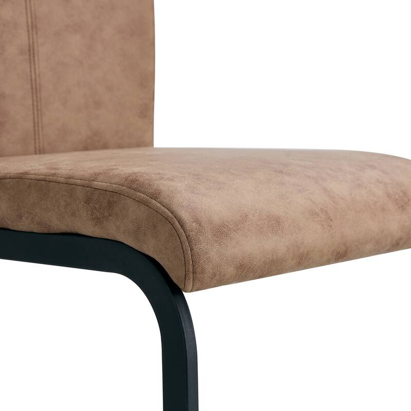 Set of 4 Modern Dining Chairs, Technology cloth High Back Upholstered Side Chair with C-shaped Tube Black Metal