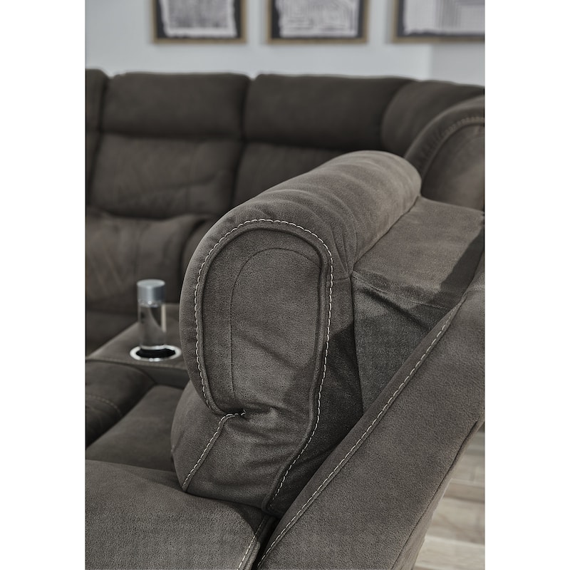 Signature Design by Ashley Hoopster Gray 6-Piece Power Reclining Sectional - 100"W x 120"D x 34"H