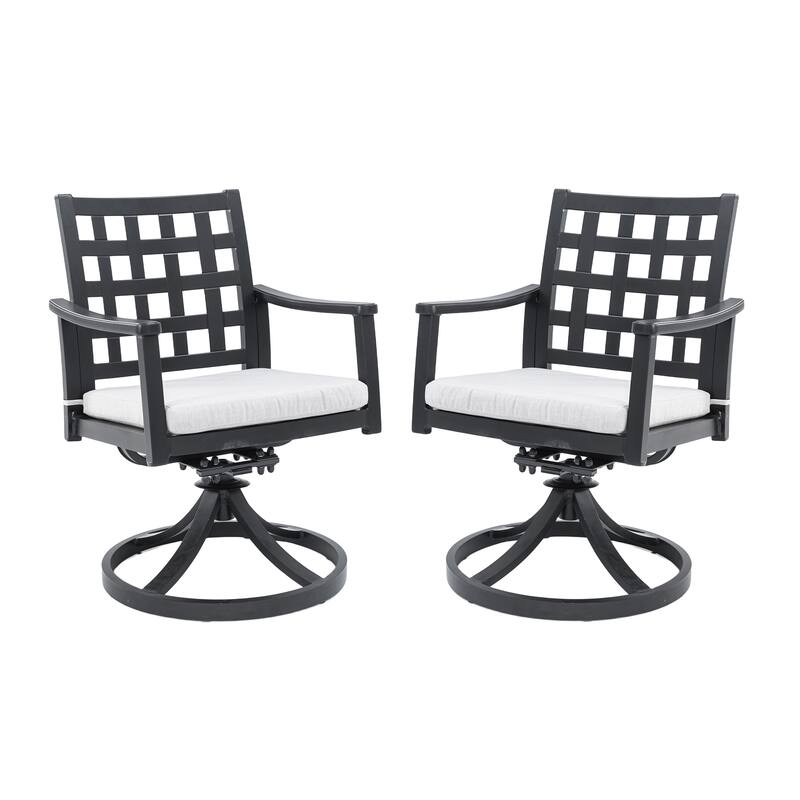 Outdoor Patio Cast Aluminum Swivel Rockers with Lattice Design