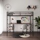 preview thumbnail 2 of 13, Black Twin Size Metal Loft Bed with Table, Shelves, Heavy-duty Sturdy Metal, Built-in Table, Safety Guardrail