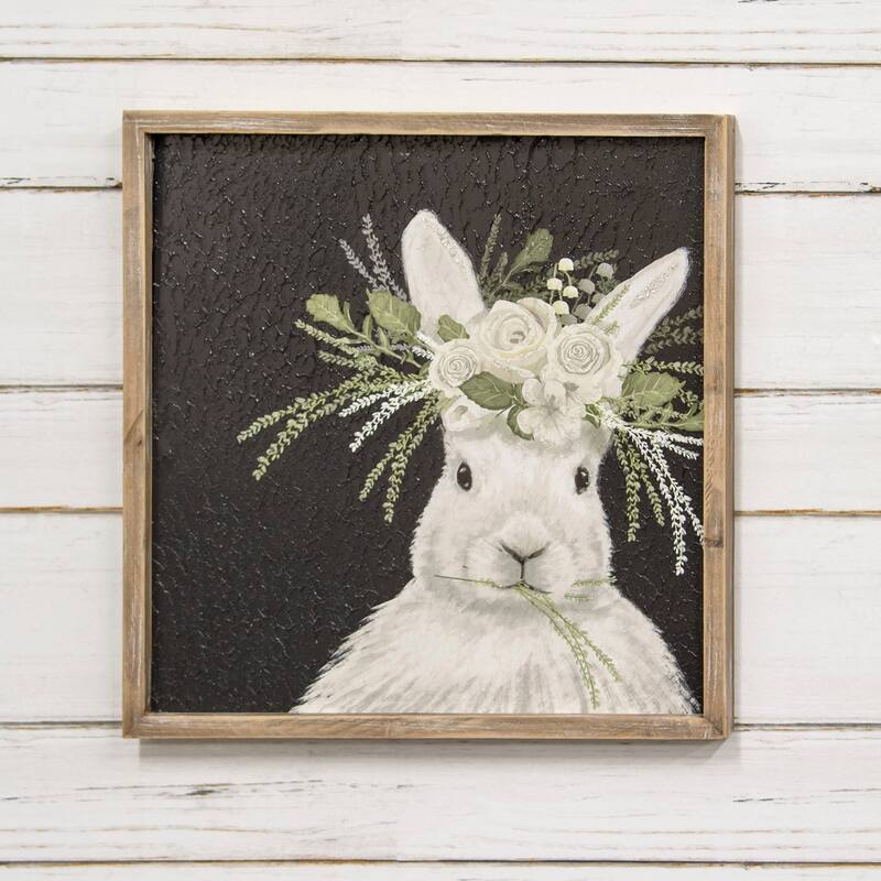 Sparkle Floral Crown Bunny Sign