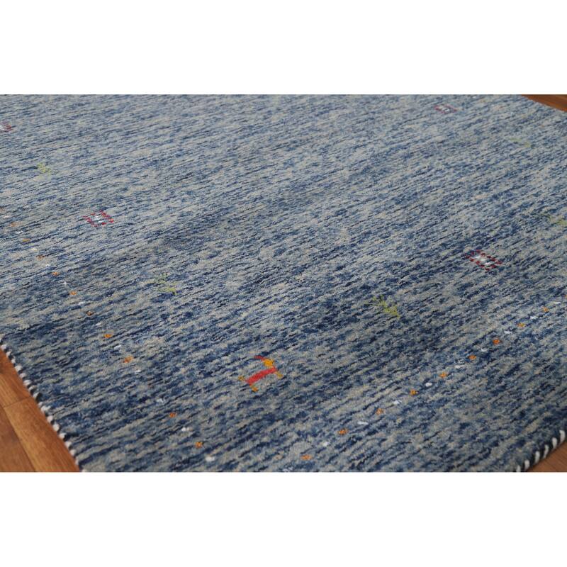 Hand Knotted Oriental 100% Wool Carpet Tribal Stripe Navy Blue & Blues Gabbeh Area Rug - 5' 10'' X 4' 0''